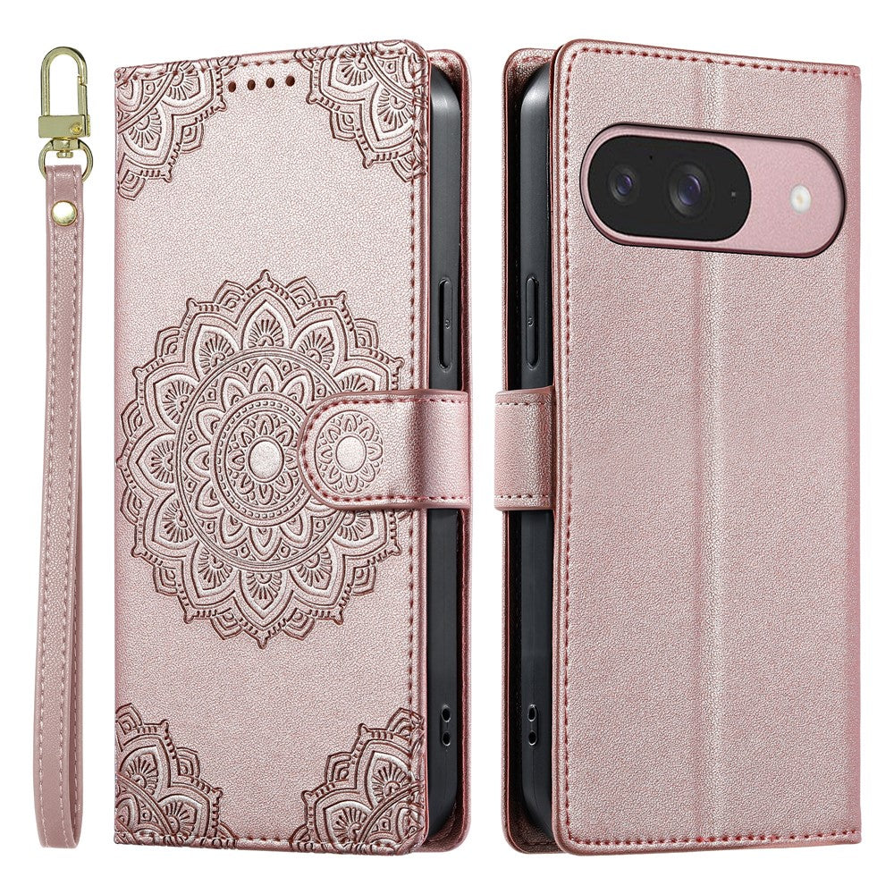 For Google Pixel 11 / Pixel 11 Pro Case Embossed Totem Leather Flip Wallet Phone Cover with Wrist Strap