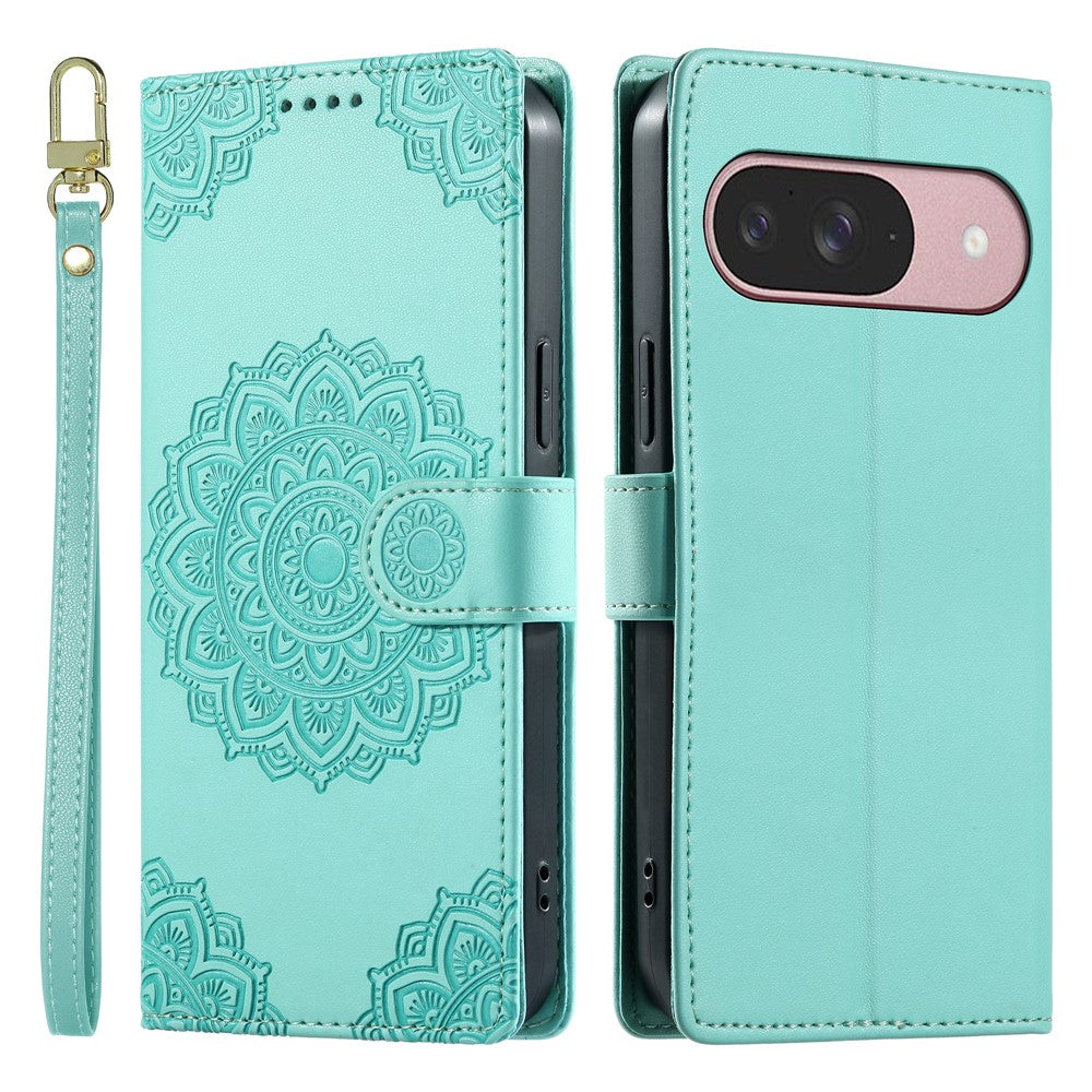 For Google Pixel 11 / Pixel 11 Pro Case Embossed Totem Leather Flip Wallet Phone Cover with Wrist Strap