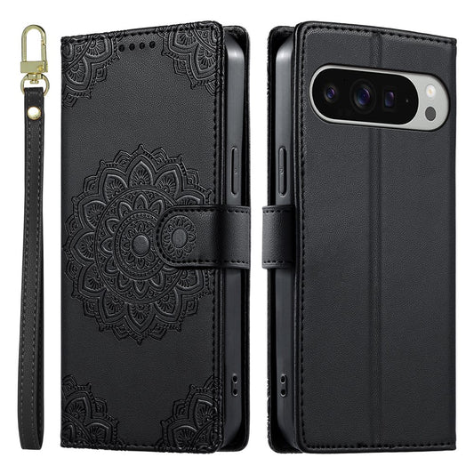 Google Pixel 11 Pro XL Wallet-Handyhülle – Geprägtes Totem-Leder-Flip--Telefongehäuse mit Handschlaufe