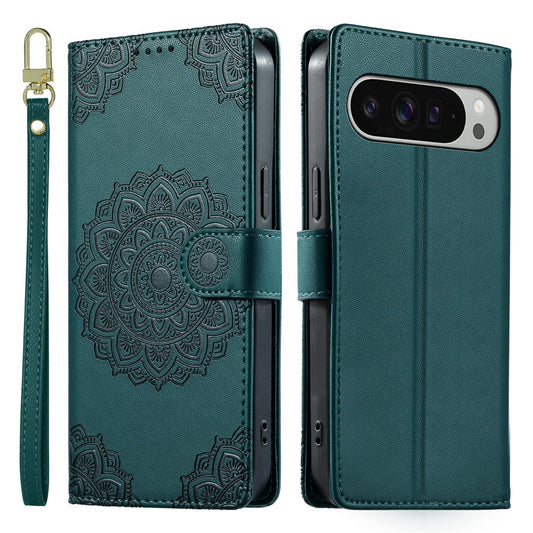 Google Pixel 11 Pro XL Wallet-Handyhülle – Geprägtes Totem-Leder-Flip--Telefongehäuse mit Handschlaufe