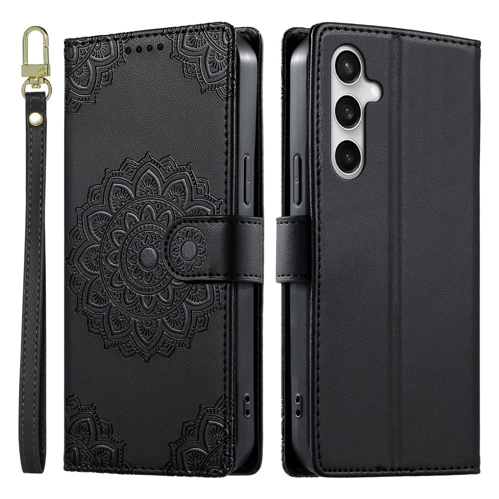 For Samsung Galaxy S26 FE Case Embossed Totem Leather Flip Wallet Phone Cover with Wrist Strap