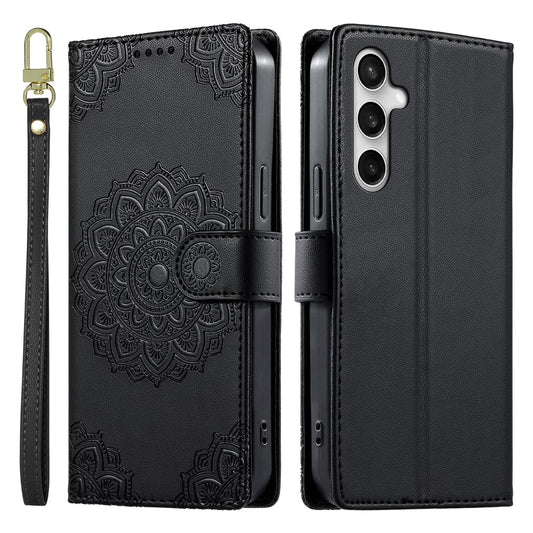 Galaxy S26 FE Wallet-Handyhülle – Geprägtes Totem-Leder-Flip--Telefongehäuse mit Handschlaufe