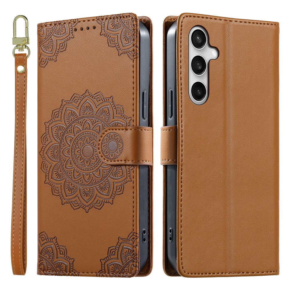 For Samsung Galaxy S26 FE Case Embossed Totem Leather Flip Wallet Phone Cover with Wrist Strap