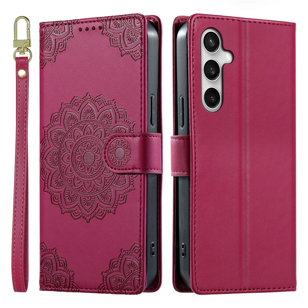 For Samsung Galaxy S26 FE Case Embossed Totem Leather Flip Wallet Phone Cover with Wrist Strap