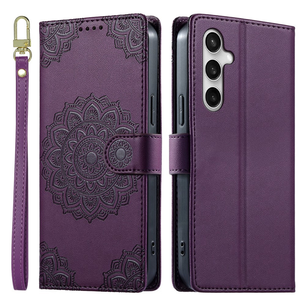 For Samsung Galaxy S26 FE Case Embossed Totem Leather Flip Wallet Phone Cover with Wrist Strap
