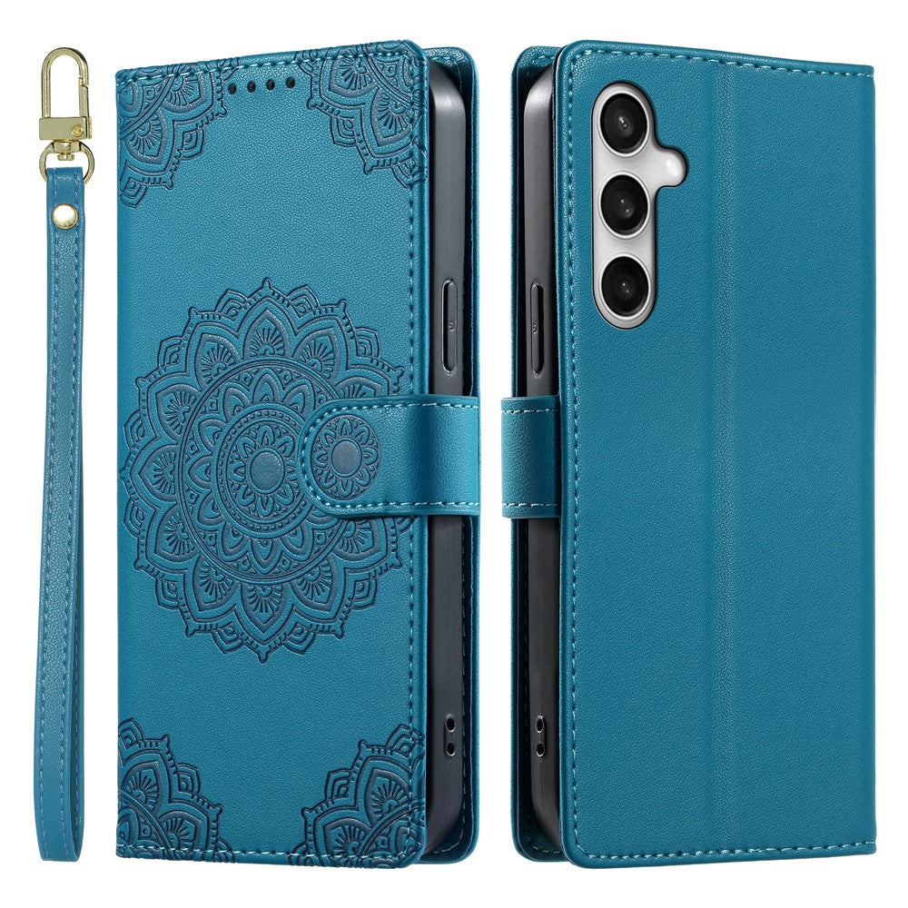 For Samsung Galaxy S26 FE Case Embossed Totem Leather Flip Wallet Phone Cover with Wrist Strap