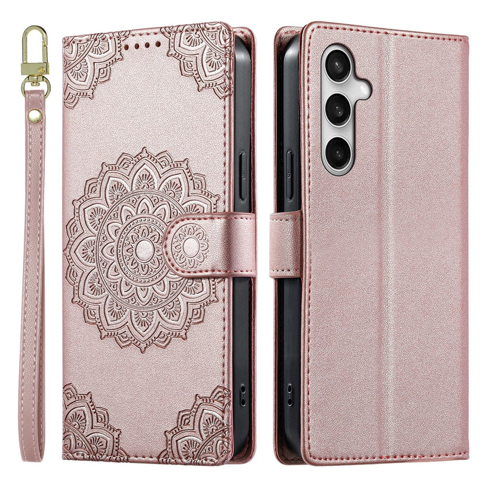 For Samsung Galaxy S26 FE Case Embossed Totem Leather Flip Wallet Phone Cover with Wrist Strap