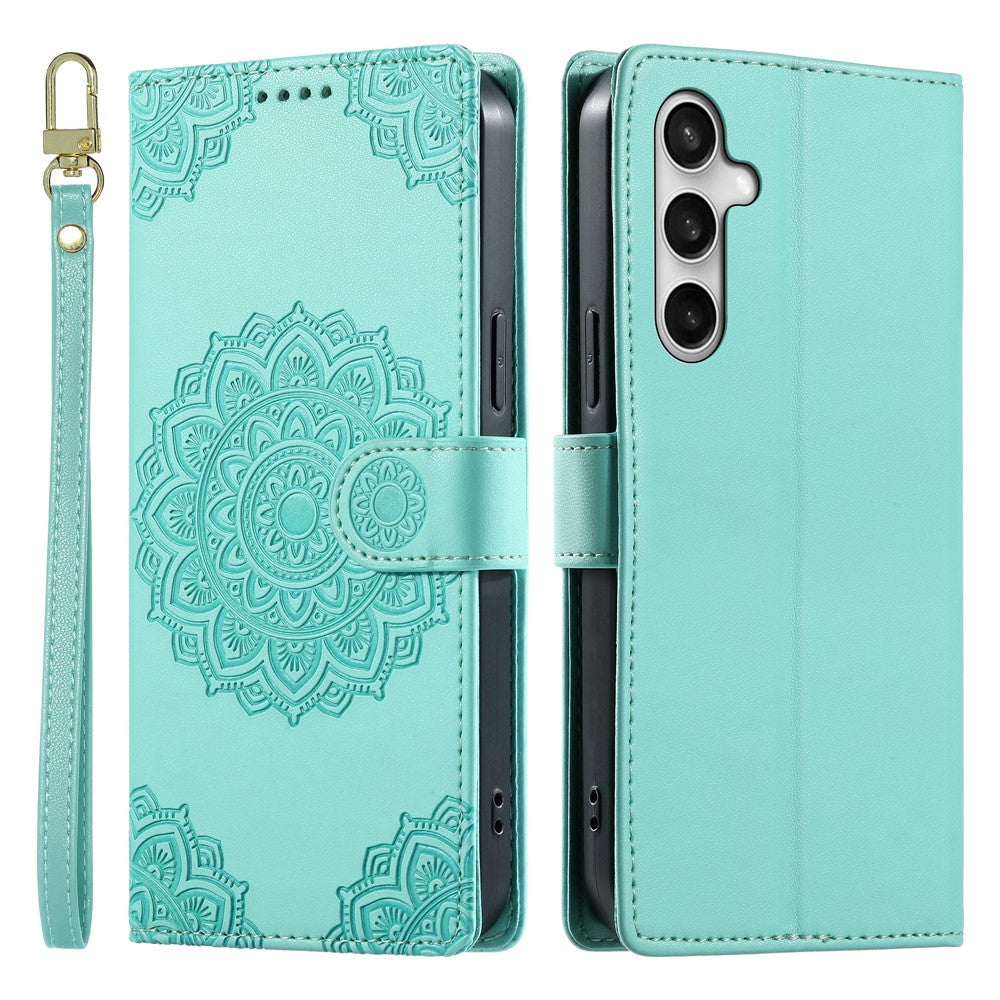 For Samsung Galaxy S26 FE Case Embossed Totem Leather Flip Wallet Phone Cover with Wrist Strap