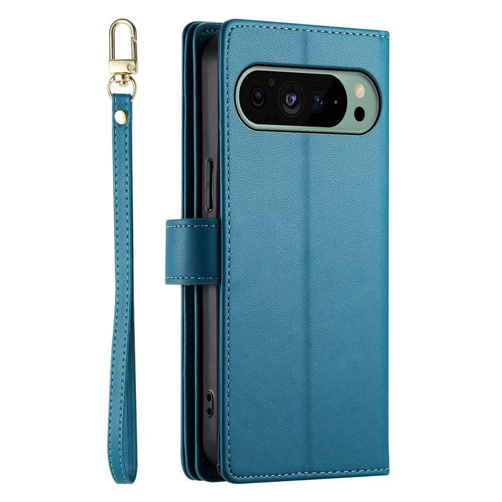 For Google Pixel 11  /  11 Pro Leather Case Zipper Pocket Wallet Phone Cover with Straps