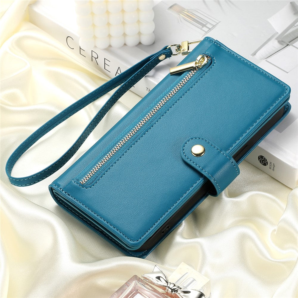 For Google Pixel 11  /  11 Pro Leather Case Zipper Pocket Wallet Phone Cover with Straps