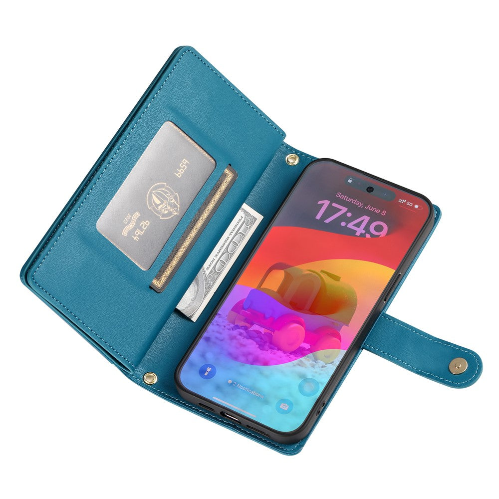 For Google Pixel 11  /  11 Pro Leather Case Zipper Pocket Wallet Phone Cover with Straps