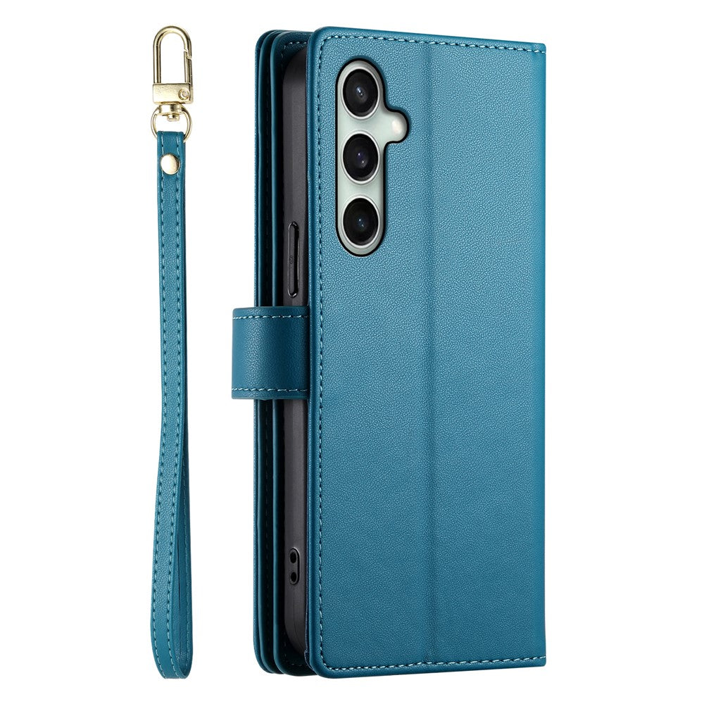 For Samsung Galaxy S26 FE Leather Case Zipper Pocket Wallet Phone Cover with Straps