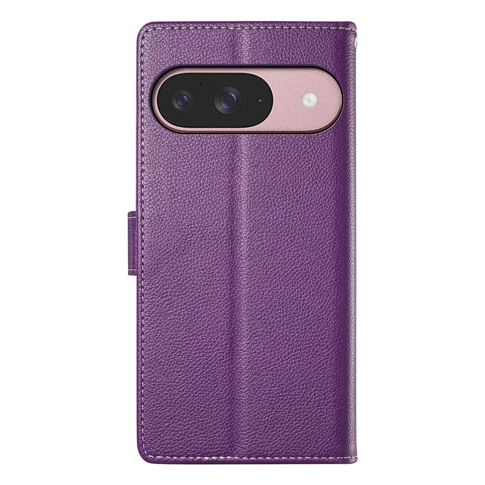 For Google Pixel 11  /  11 Pro Case Magnetic Snap Litchi Texture Leather Wallet Phone Cover with Wrist Strap