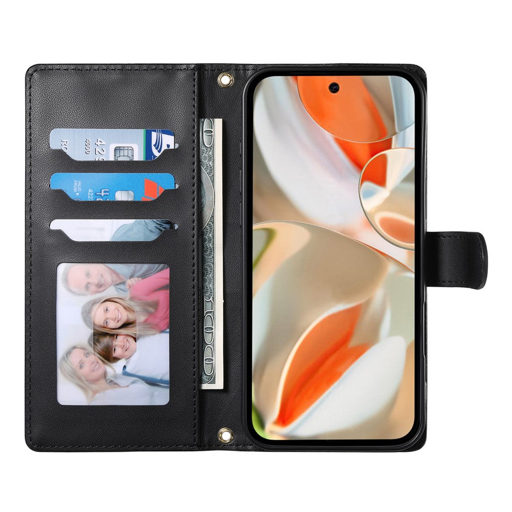 For Google Pixel 11 Pro XL Wallet Case Rhombus Stitching Stand Leather Phone Cover with Long   /   Short Strap