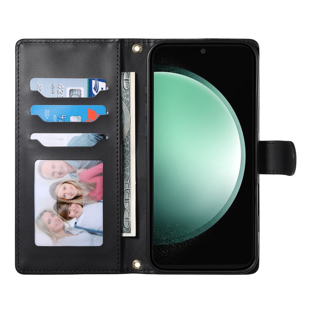 For Samsung Galaxy S26 FE Wallet Case Rhombus Stitching Stand Leather Phone Cover with Long   /   Short Strap