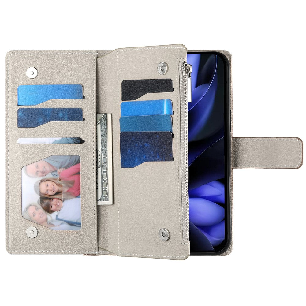 For Google Pixel 11 / Pixel 11 Pro Leather Case Zipper Wallet Color Splicing Flip Phone Cover with Straps