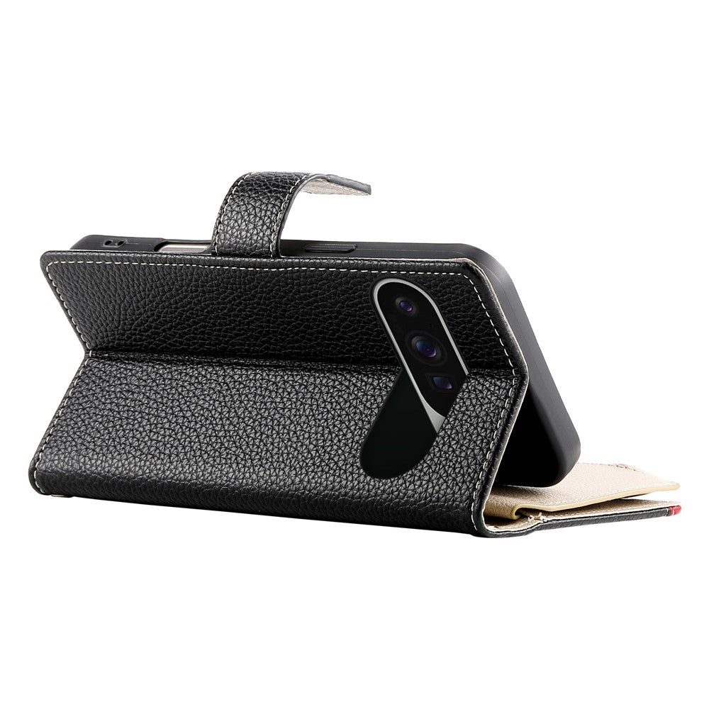 For Google Pixel 11 Pro XL Leather Case Zipper Wallet Color Splicing Flip Phone Cover with Straps
