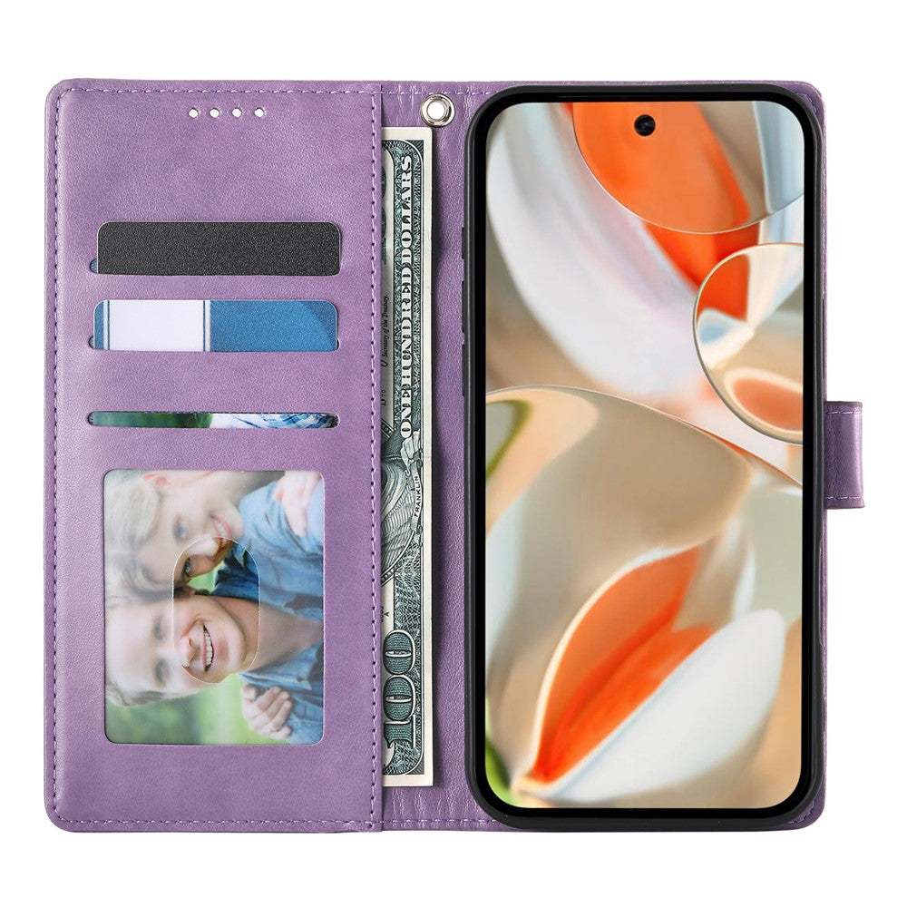 For Google Pixel 11 / Pixel 11 Pro Wallet Case Butterfly Floral Imprint PU Leather Phone Cover with Wrist Strap