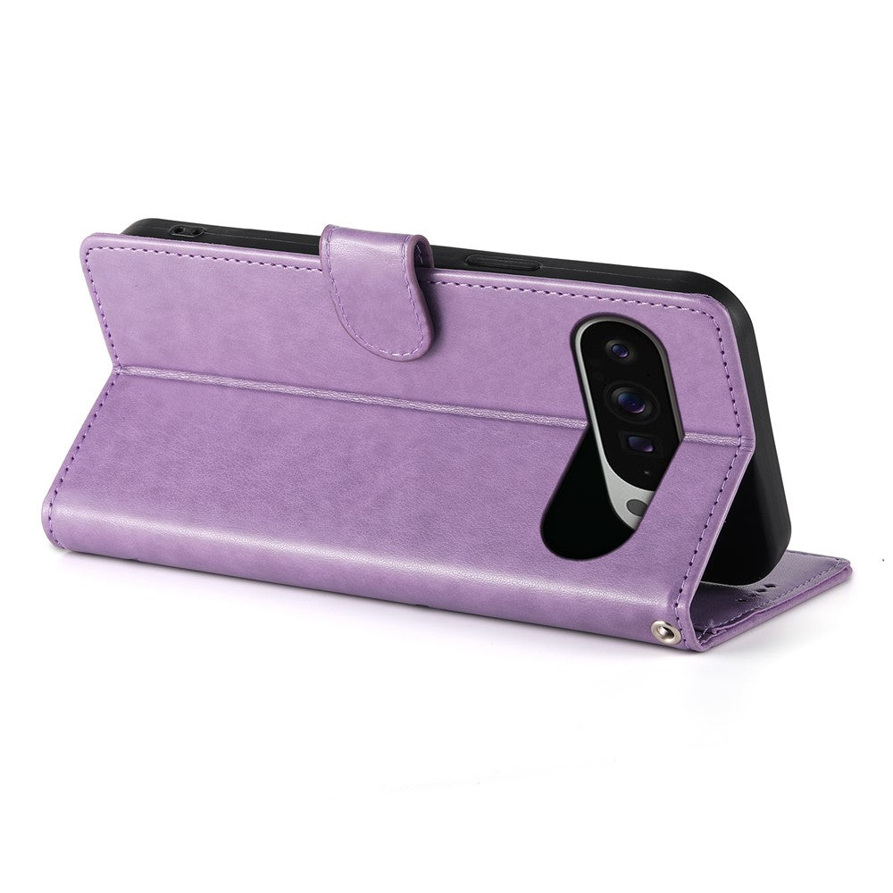 For Google Pixel 11 Pro XL Wallet Case Butterfly Floral Imprint PU Leather Phone Cover with Wrist Strap