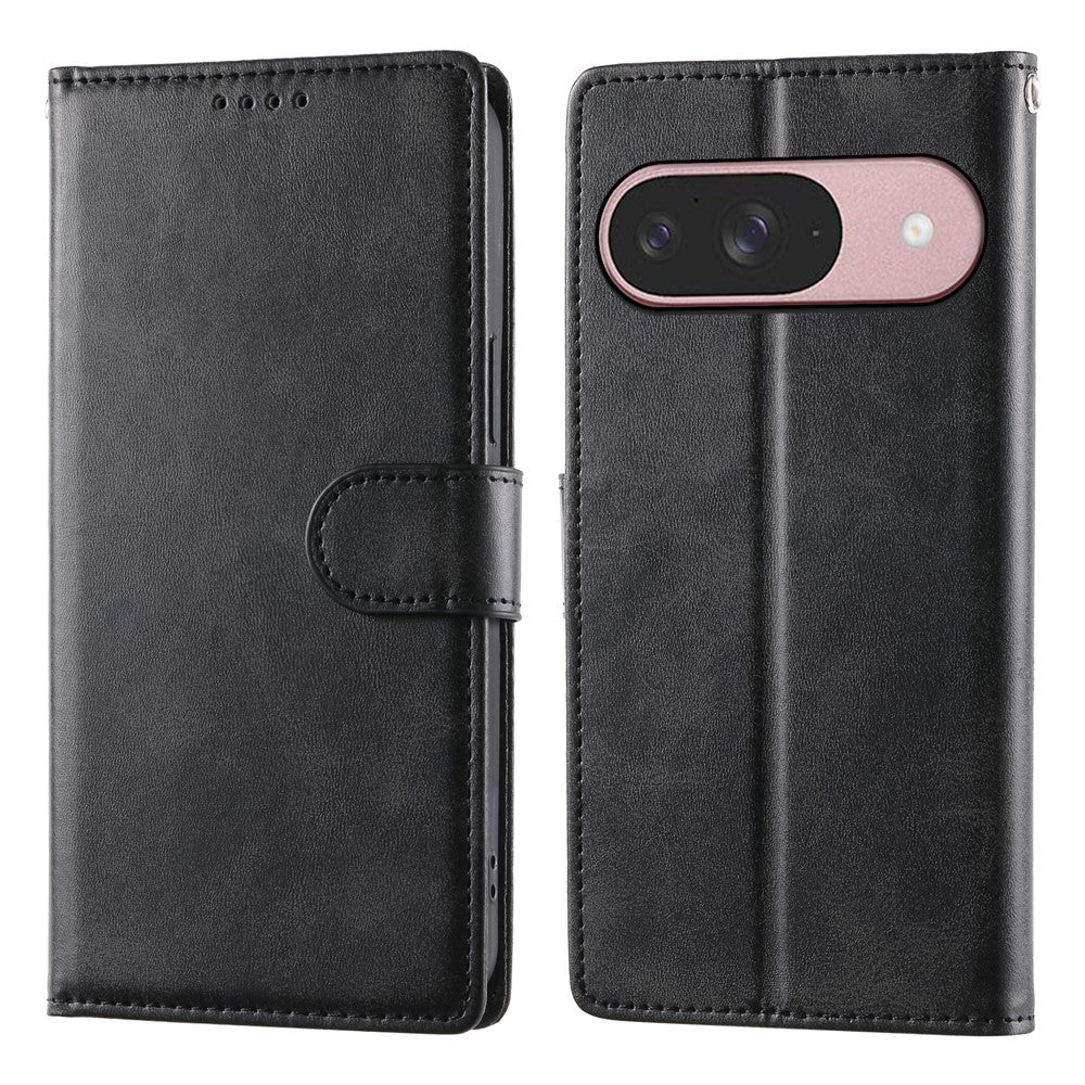 For Google Pixel 11 / Pixel 11 Pro Case Stand Wallet Calf Texture PU Leather Flip Phone Cover with Wrist Strap