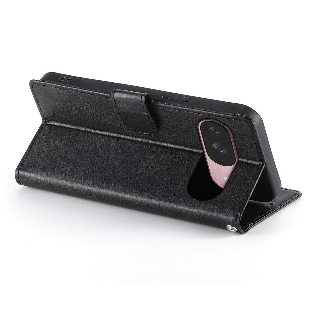 For Google Pixel 11 / Pixel 11 Pro Case Stand Wallet Calf Texture PU Leather Flip Phone Cover with Wrist Strap