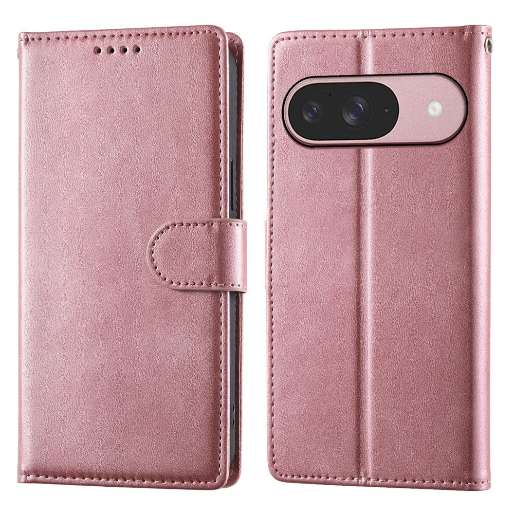 For Google Pixel 11 / Pixel 11 Pro Case Stand Wallet Calf Texture PU Leather Flip Phone Cover with Wrist Strap