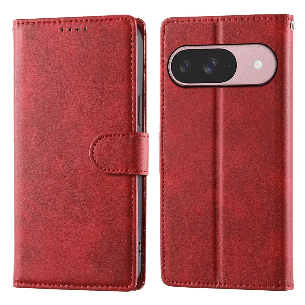 For Google Pixel 11 / Pixel 11 Pro Case Stand Wallet Calf Texture PU Leather Flip Phone Cover with Wrist Strap