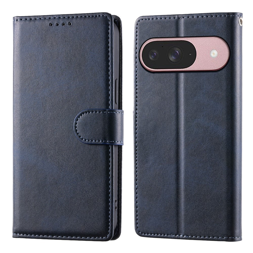 For Google Pixel 11 / Pixel 11 Pro Case Stand Wallet Calf Texture PU Leather Flip Phone Cover with Wrist Strap