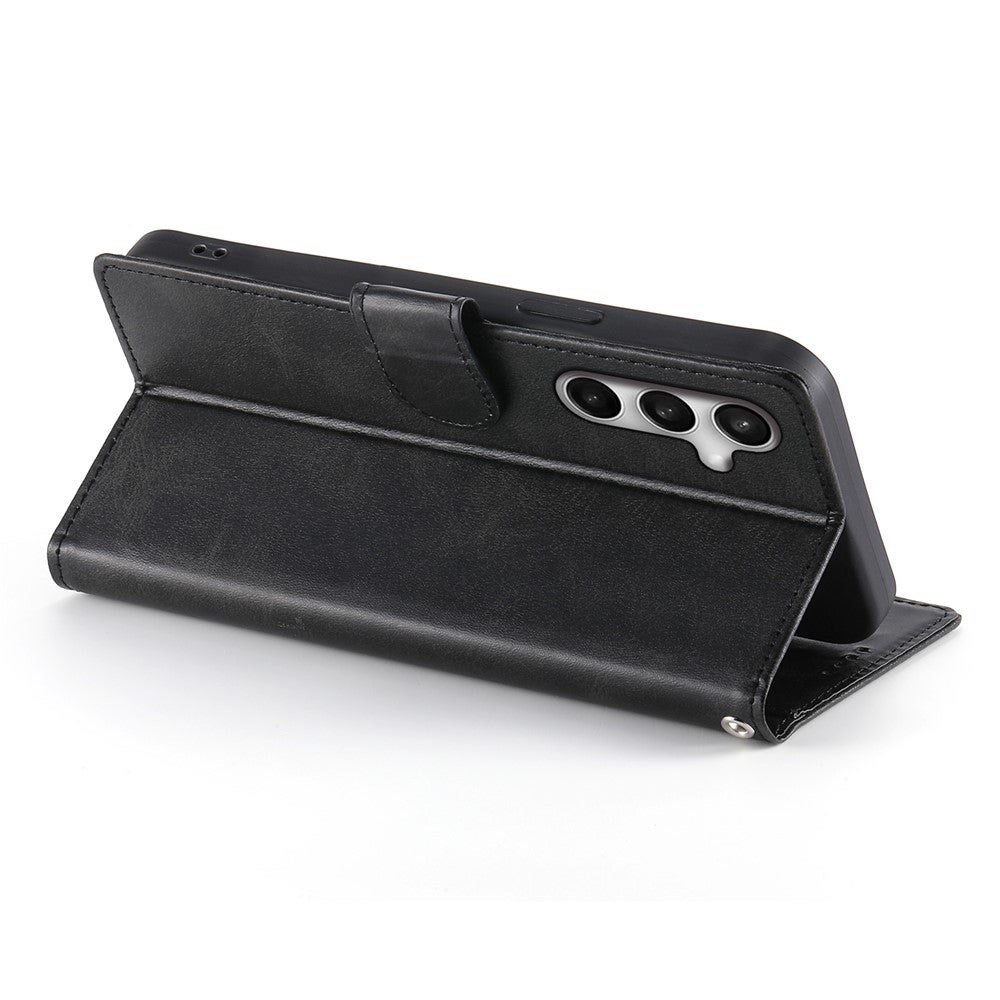 For Samsung Galaxy S26 FE Case Stand Wallet Calf Texture PU Leather Flip Phone Cover with Wrist Strap