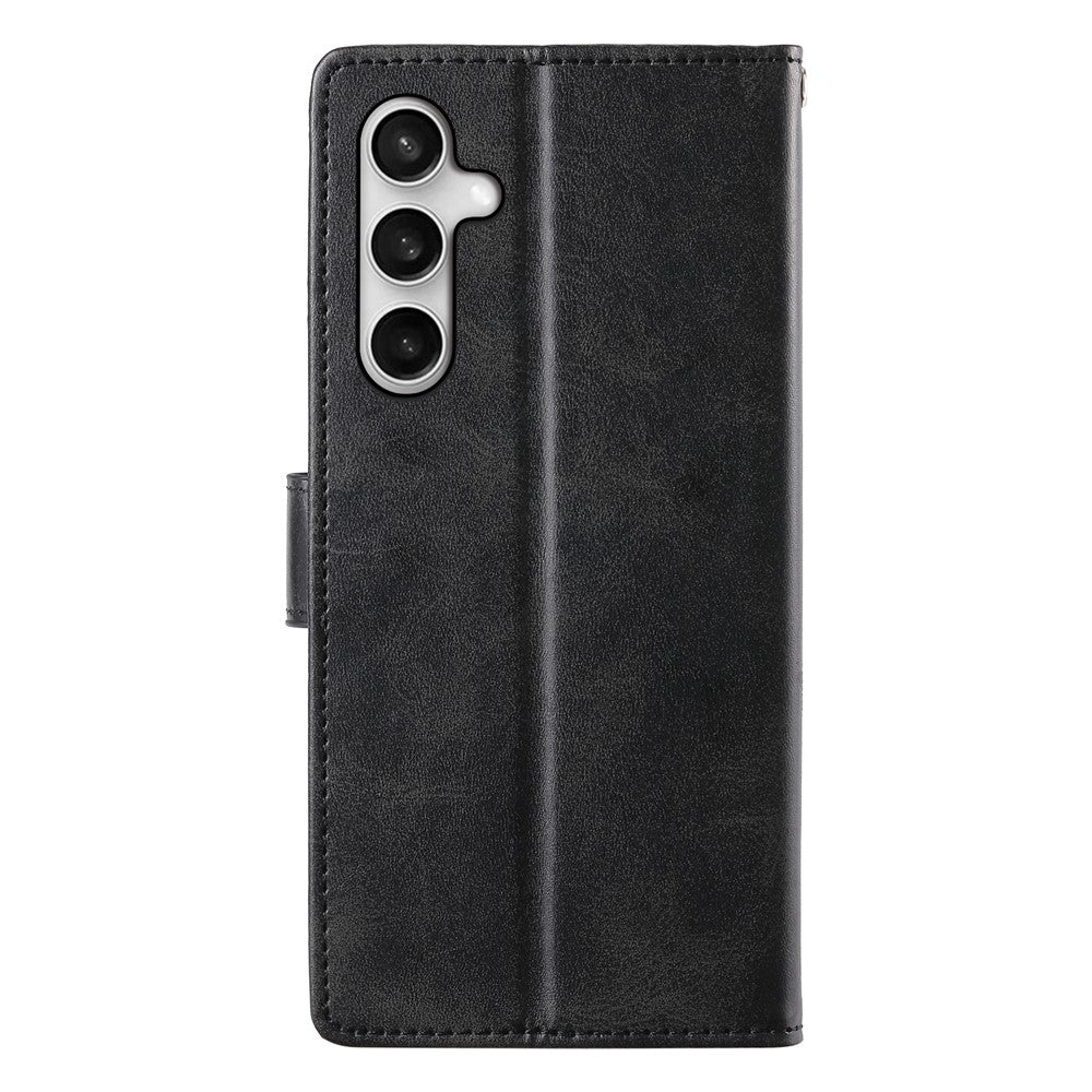 For Samsung Galaxy S26 FE Case Stand Wallet Calf Texture PU Leather Flip Phone Cover with Wrist Strap