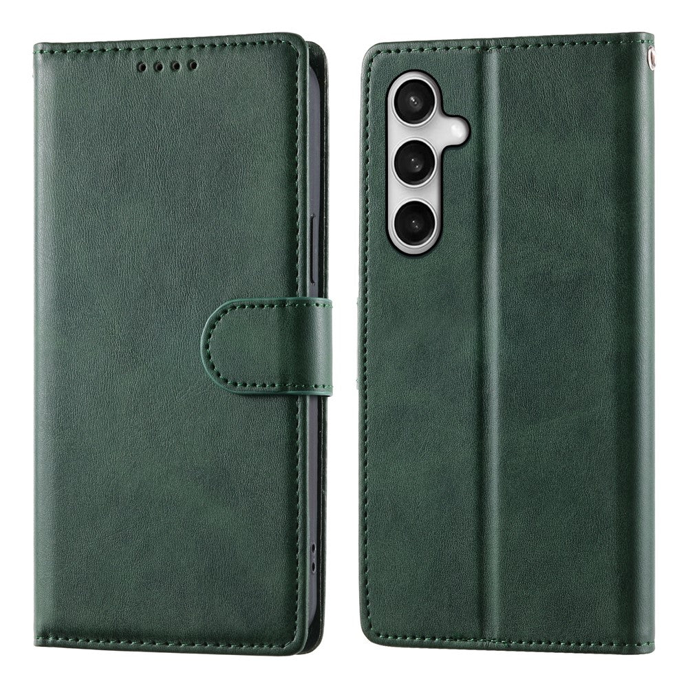 For Samsung Galaxy S26 FE Case Stand Wallet Calf Texture PU Leather Flip Phone Cover with Wrist Strap