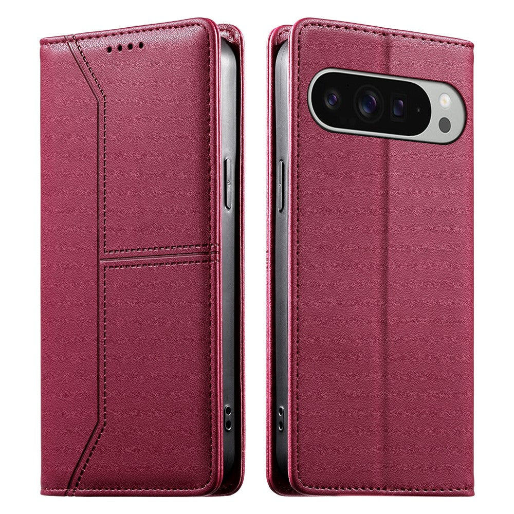 For Google Pixel 11 Pro XL Wallet Stand Case Line Splicing TPU PU Leather Phone Cover