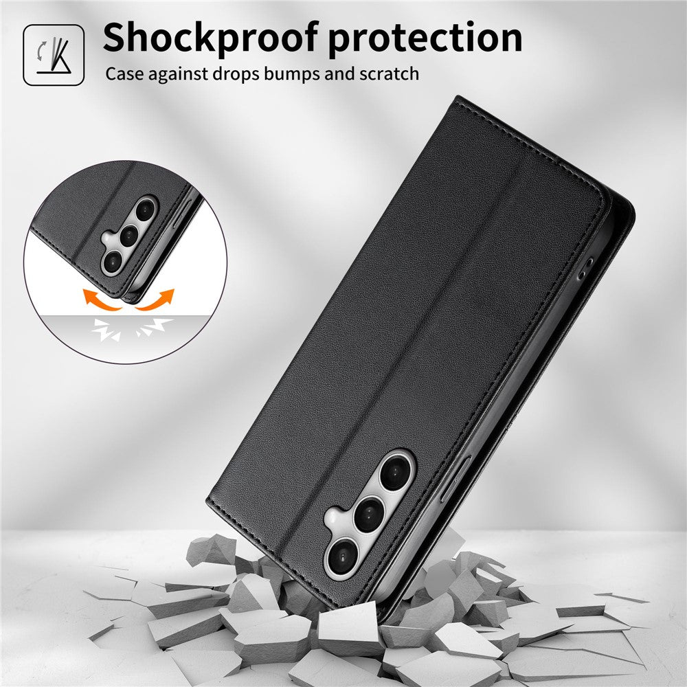 For Samsung Galaxy S26 FE Wallet Stand Case Line Splicing TPU PU Leather Phone Cover