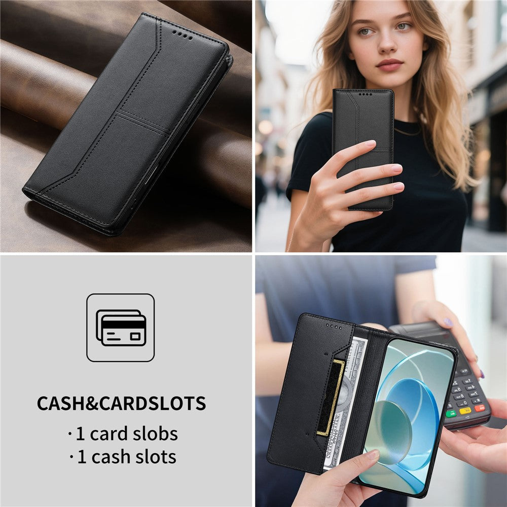 For Samsung Galaxy S26 FE Wallet Stand Case Line Splicing TPU PU Leather Phone Cover