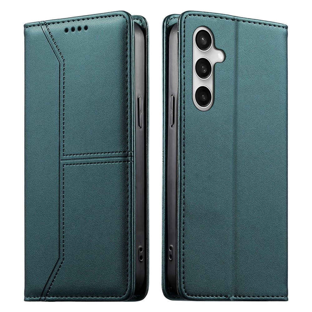 For Samsung Galaxy S26 FE Wallet Stand Case Line Splicing TPU PU Leather Phone Cover