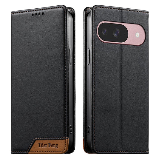 Google Pixel 11 / Google Pixel 11 Pro Handyhülle – DIERFENG DF-018 11 Pro RFID-blockierende Brieftasche aus Leder mit farblich gespleißter Logo-Ecke