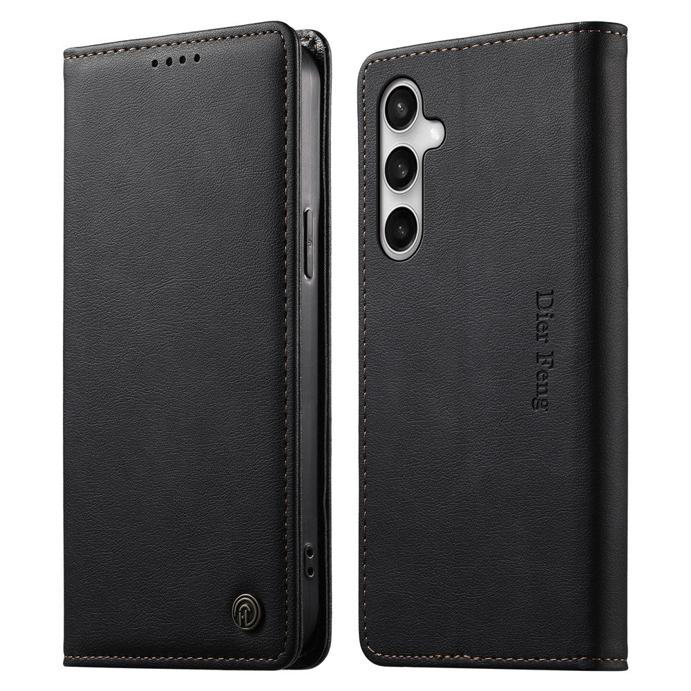 DIERFENG DF-019 for Samsung Galaxy S26 FE Leather Wallet Case Magnetic Flip Cover with Card Slots RFID Blocking
