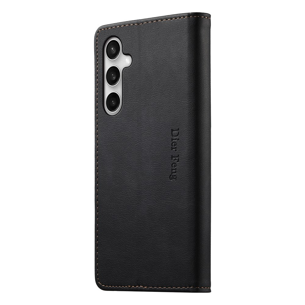 DIERFENG DF-019 for Samsung Galaxy S26 FE Leather Wallet Case Magnetic Flip Cover with Card Slots RFID Blocking