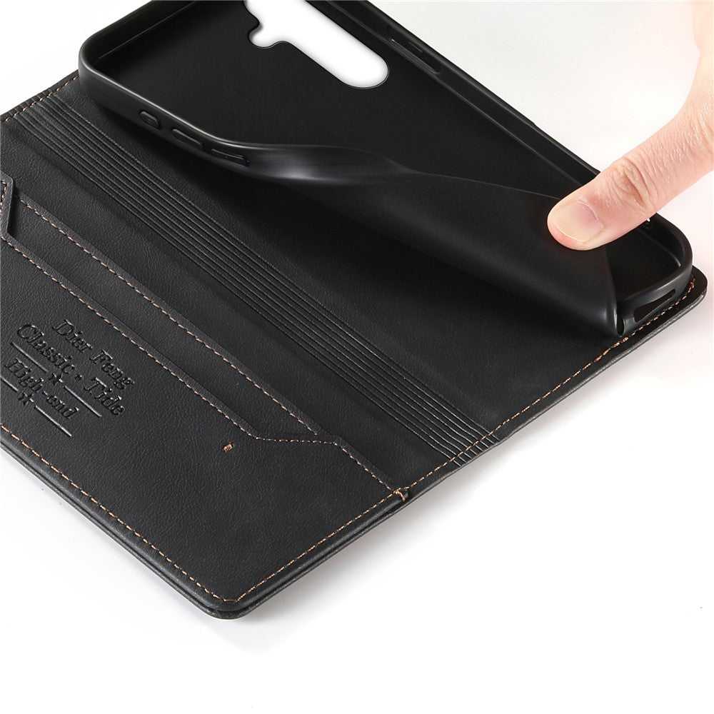 DIERFENG DF-019 for Samsung Galaxy S26 FE Leather Wallet Case Magnetic Flip Cover with Card Slots RFID Blocking