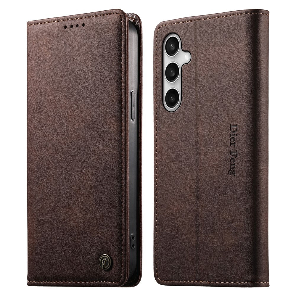 DIERFENG DF-019 for Samsung Galaxy S26 FE Leather Wallet Case Magnetic Flip Cover with Card Slots RFID Blocking