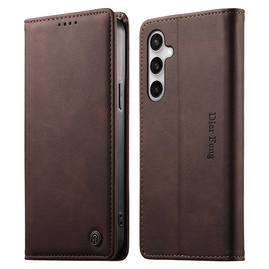 Galaxy S26 FE Handyhülle – DIERFENG DF-019 Leder-Geldbörse mit magnetischem Klappdeckel und Kartenfächern, RFID-blockierend