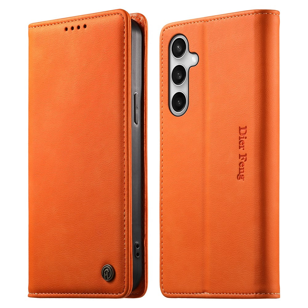 DIERFENG DF-019 for Samsung Galaxy S26 FE Leather Wallet Case Magnetic Flip Cover with Card Slots RFID Blocking