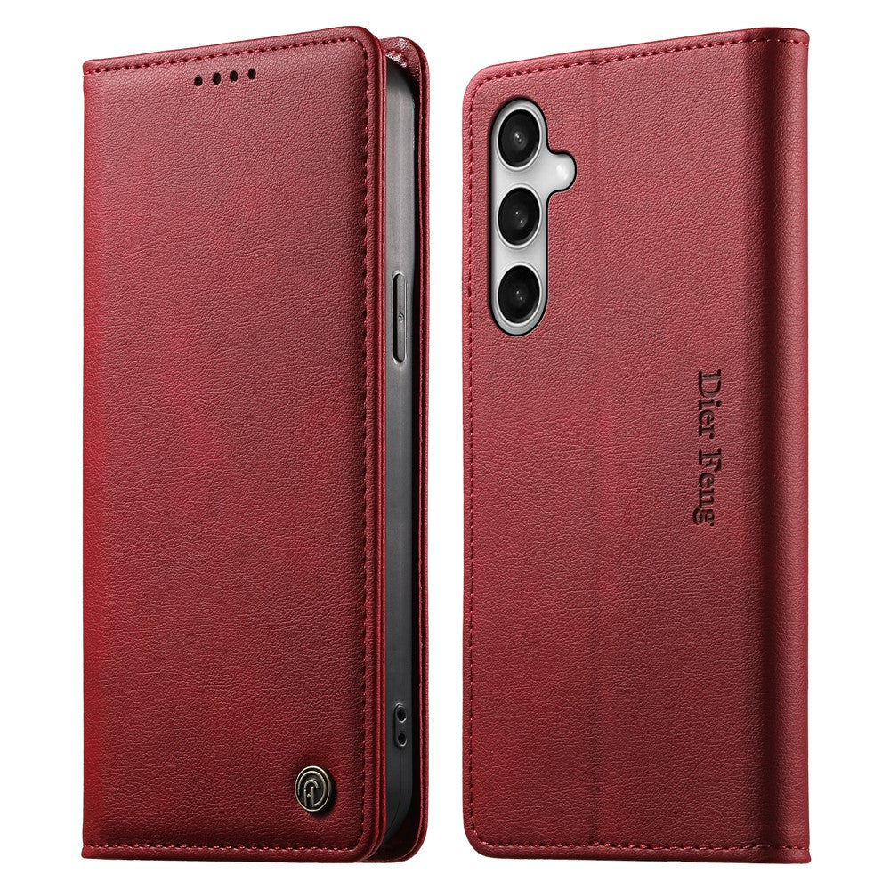 DIERFENG DF-019 for Samsung Galaxy S26 FE Leather Wallet Case Magnetic Flip Cover with Card Slots RFID Blocking