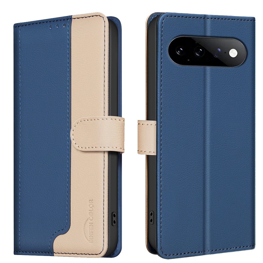 BINFEN COLOR for Google Pixel 11 Pro XL Leather Case Splicing Color RFID Blocking Wallet Stand Phone Cover