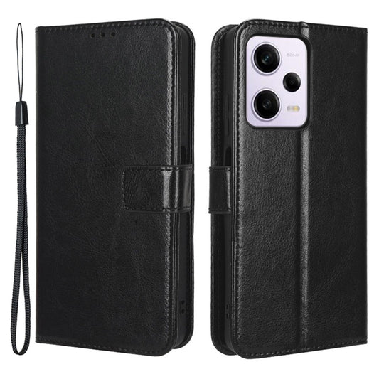 Xiaomi Redmi Note 12 Pro+ 5G Handyhülle – Protective Phone Cover Crazy Horse Textur Magnetverschluss PU-Lederetui mit Ständer und Riemen