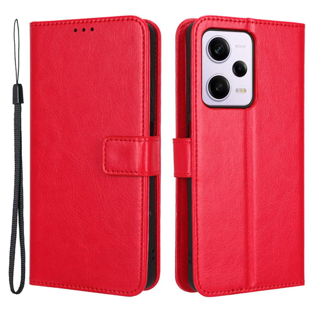 Protective Phone Cover For Xiaomi Redmi Note 12 Pro+ 5G Crazy Horse Texture Magnetic Clasp PU Leather Case Wallet Stand with Strap