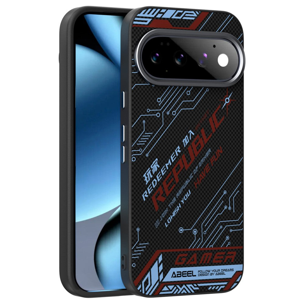 ABEEL For Google Pixel 11 / Pixel 11 Pro Magnetic Case Micro-Embossing 6D Printed PC TPU Aluminum Alloy Leather Phone Cover