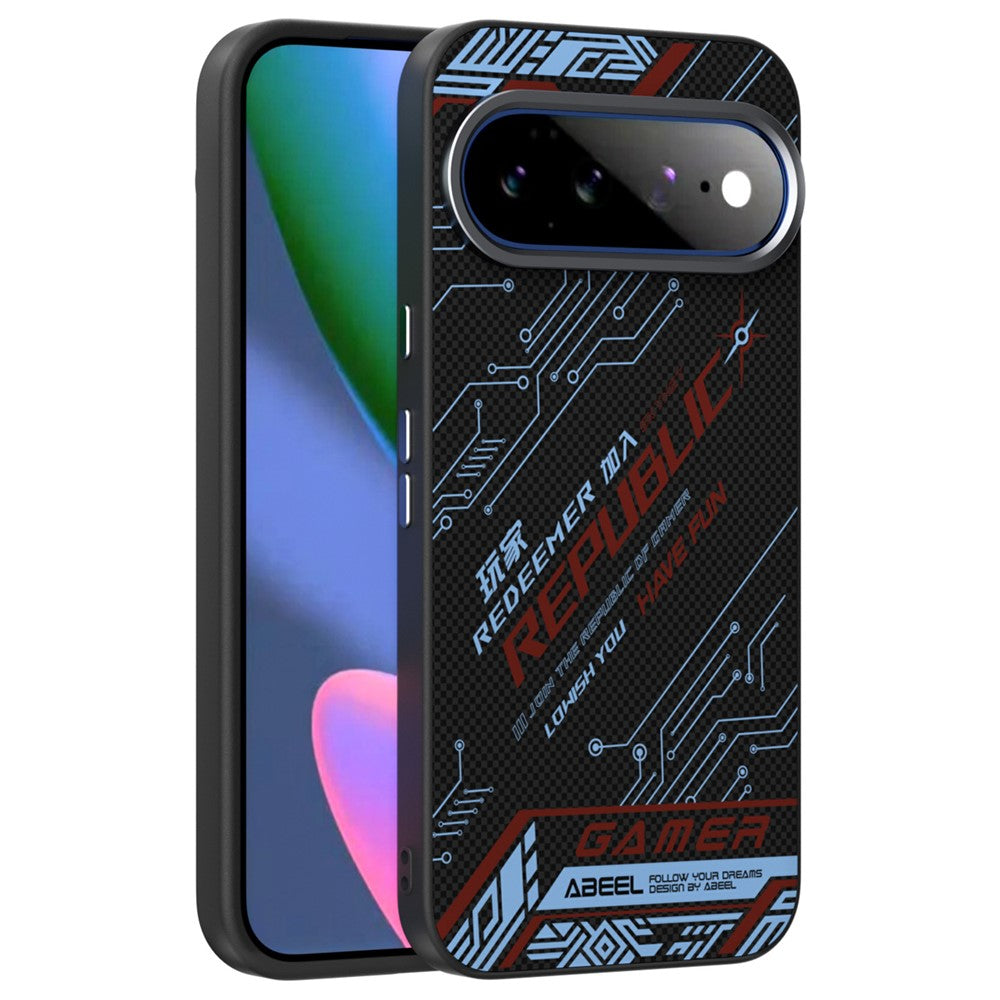 ABEEL For Google Pixel 11 Pro XL Magnetic Case Micro-Embossing 6D Printed PC TPU Aluminum Alloy Leather Phone Cover
