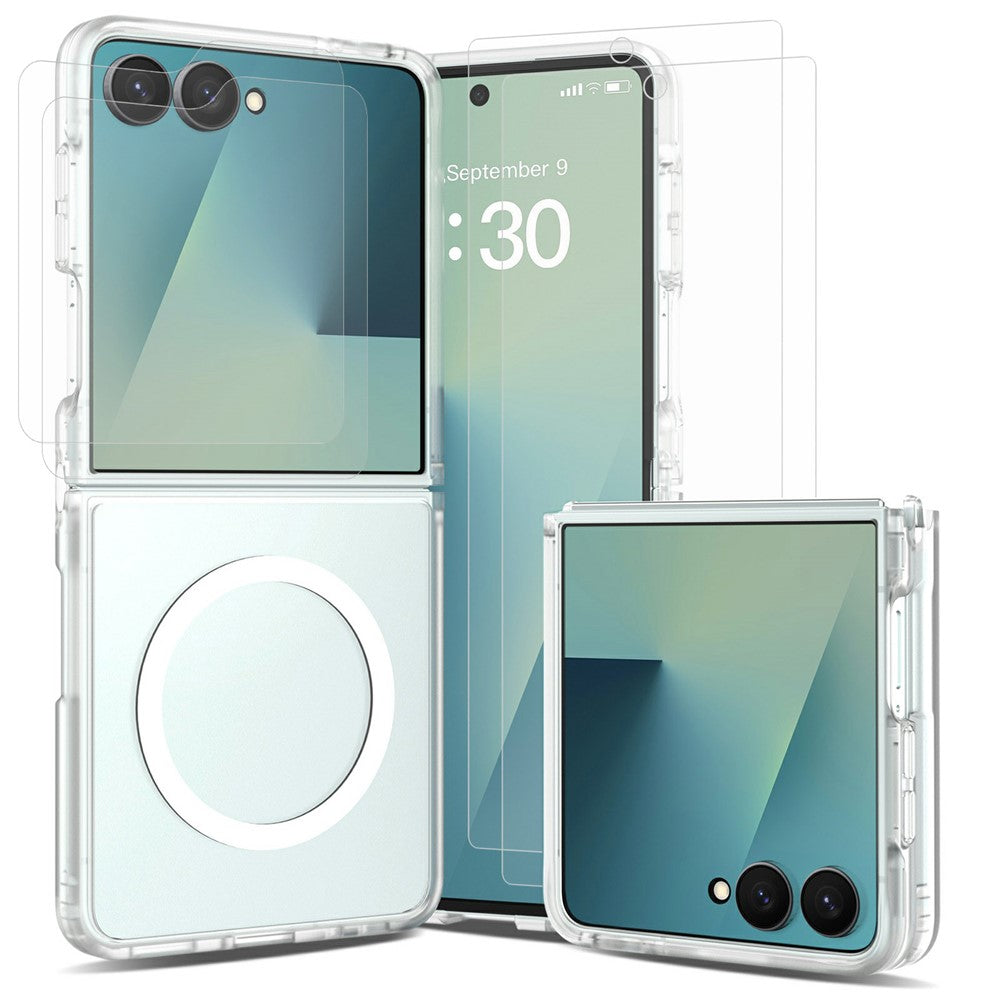 Galaxy Z Flip8 – Magnetische Handyhülle aus PC, PET, gehärtetem Glas und TPU, mit Displayschutz, mit Soft-Touch-Oberfläche