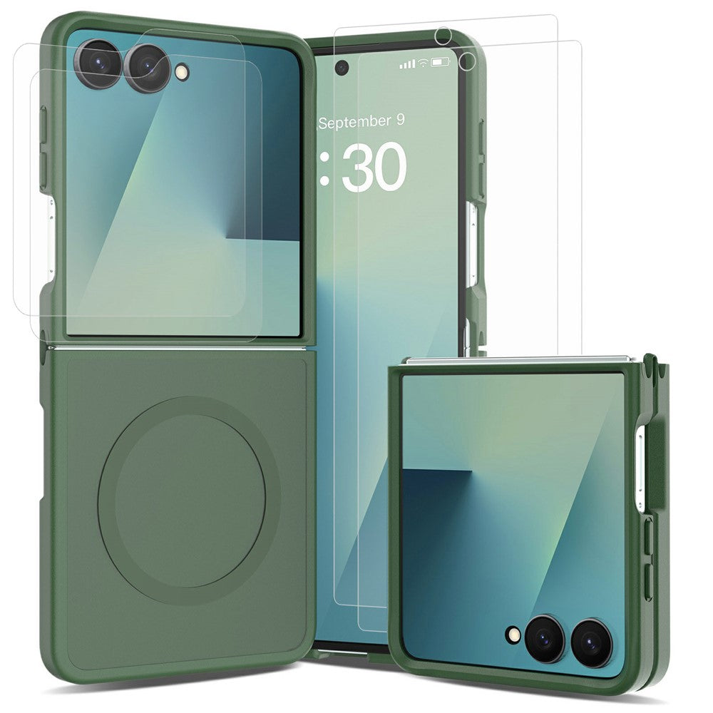 Galaxy Z Flip8 – Magnetische Handyhülle aus PC, PET, gehärtetem Glas und TPU, mit Displayschutz, mit Soft-Touch-Oberfläche